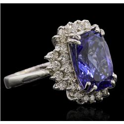 14KT White Gold 7.79ct Tanzanite and Diamond Ring