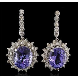 14.78ctw Tanzanite and Diamond Earrings - 14KT White Gold