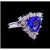 Image 1 : 3.45ct Tanzanite and Diamond Ring - 14KT White Gold
