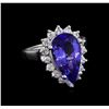 Image 1 : 4.98ct Tanzanite and Diamond Ring - 14KT White Gold
