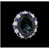 Image 1 : 14KT White Gold 20.82ct Topaz, Sapphire and Diamond Ring