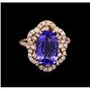 Image 2 : 4.46ct Tanzanite and Diamond Ring - 14KT Rose Gold