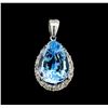 Image 1 : 10.00ct Blue Topaz and Diamond Pendant - 14KT White Gold