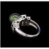 Image 3 : 0.77ctw Pearl and Diamond Ring - 14KT White Gold