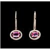 Image 1 : 2.52ctw Pink Sapphire and Diamond Earrings - 14KT Rose Gold