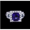 Image 2 : 5.14ct Tanzanite, Sapphire and Diamond Ring - 14KT White Gold