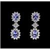 Image 1 : 14KT Two-Tone Gold 1.76ctw Tanzanite and Diamond Earrings