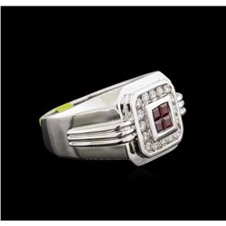 0.50ctw Ruby and Diamond Ring - 14KT White Gold