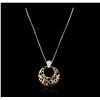 Image 2 : 14KT Rose and White Gold 0.88ctw Diamond Pendant With Chain