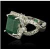 Image 1 : 14KT White Gold 6.63ct Emerald and Diamond Ring