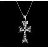 Image 1 : 14KT White Gold Cross Pendant With Chain