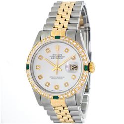 Rolex 14KT Two-Tone Emerald And Diamond DateJust Men's Watch