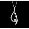 Image 1 : 14KT White Gold 0.54ctw Diamond Pendant With Chain