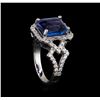 Image 4 : 5.18ct Tanzanite and Diamond Ring - 14KT White Gold