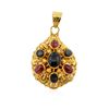 Image 1 : 22KT Yellow Gold 2.54ctw Sapphire and Ruby Pendant