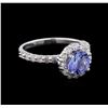 Image 1 : 1.30ct Tanzanite and Diamond Ring - 14KT White Gold