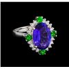 Image 1 : 5.16ctw Multi Gemstone and Diamond Ring - 14KT White Gold