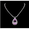 Image 2 : 14KT White Gold 80.08ct Kunzite and Diamond Pendant With Chain