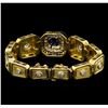 Image 2 : 2.40ctw Blue Sapphire and Diamond Bracelet - 18KT Yellow Gold