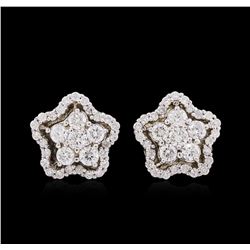 0.92ctw Diamond Earrings - 14KT White Gold