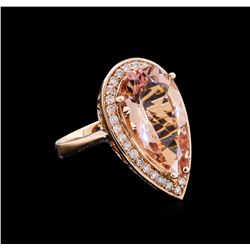 7.58ct Morganite and Diamond Ring - 14KT Rose Gold