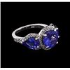 Image 1 : 5.60ctw Tanzanite and Diamond Ring - 14KT White Gold