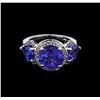 Image 2 : 5.60ctw Tanzanite and Diamond Ring - 14KT White Gold