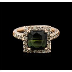 3.25ct Tourmaline and Diamond Ring - 14T Rose Gold