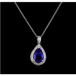 3.63ct Tanzanite and Diamond Pendant - 14KT White Gold