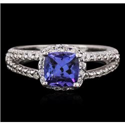 14KT White Gold 1.47ct Tanzanite and Diamond Ring