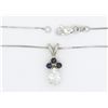 Image 5 : 0.70ct Diamond and Sapphire Pendant With Chain - 14KT White Gold