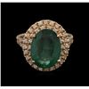Image 2 : 5.55ct Emerald and Diamond Ring - 14KT Rose Gold