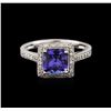 Image 2 : 14KT White Gold 1.40ct Tanzanite and Diamond Ring