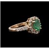 Image 1 : 1.19ct Emerald and Diamond Ring - 14TK Rose Gold