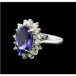 14KT White Gold 4.48ct Tanzanite and Diamond Ring