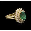 Image 2 : 2.28ct Emerald and Diamond Ring - 14KT Yellow Gold