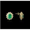 Image 2 : 14KT Yellow Gold 7.04ctw Emerald and Diamond Earrings