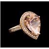 Image 1 : 10.03ct Morganite and Diamond Ring - 14KT Rose Gold