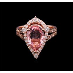 2.27ct Pink Tourmaline and Diamond Ring - 14KT Rose Gold