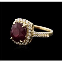 14KT Yellow Gold 4.95ct Ruby and Diamond Ring