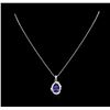 Image 2 : 3.12ct Tanzanite and Diamond Pendant - 14KT White Gold