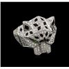 Image 1 : 0.95ctw Diamond and Chrome Diopside Ring - 18KT White Gold