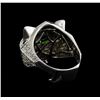 Image 3 : 0.95ctw Diamond and Chrome Diopside Ring - 18KT White Gold