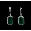 Image 1 : 14KT White Gold GIA Certified 30.46ctw Emerald and Diamond Earrings