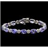 Image 1 : 16.65ctw Tanzanite and Diamond Bracelet - 14KT White Gold
