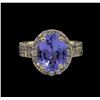 Image 2 : 3.44ct Tanzanite and Diamond Ring - 14KT Yellow Gold