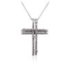 Image 1 : 14KT White Gold 0.93ctw Diamond Cross Pendant With Chain