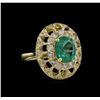 Image 1 : 14KT Yellow Gold 2.28ct Emerald and Diamond Ring