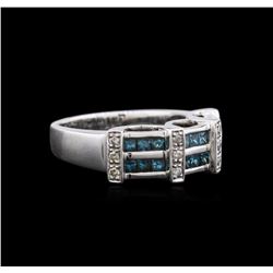 14KT White Gold 0.98ctw Blue Diamond Ring