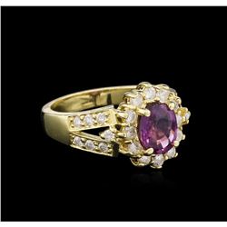 1.72ct Pink Sapphire and Diamond Ring - 14KT Yellow Gold